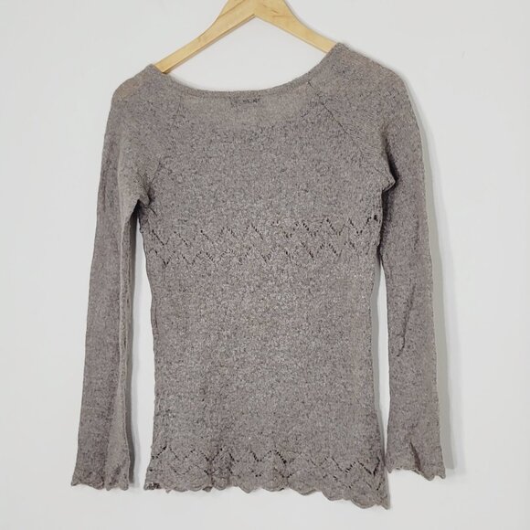 Lineamaglia Gray Brown Wool Alpaca Blend Lightweight Long-Sleeve Knit Italy Med - Picture 2 of 11